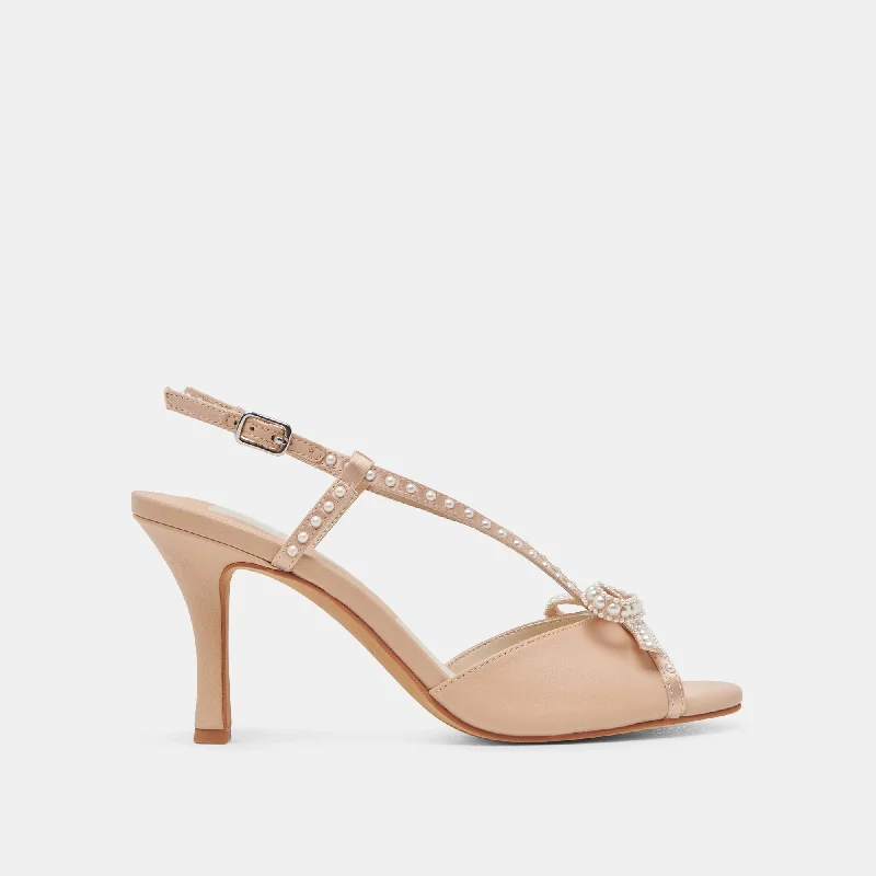 LONNY PEARL HEELS BLUSH SATIN Ivy League - Inspired Derby Look 