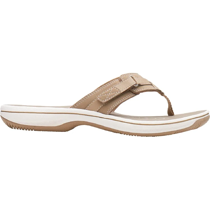 Women's Clarks Cloudsteppers Breeze Sea H Taupe Synthetic Retro Plimsoll Style  