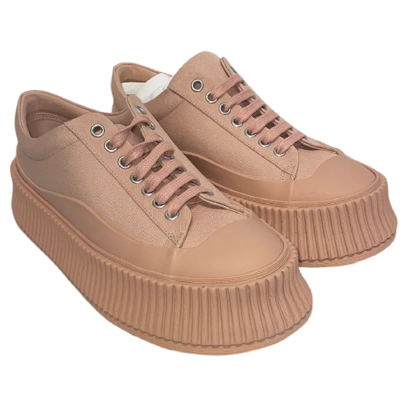 JIL SANDER/Low-Sneakers/US 7/Cotton/PNK/Cloth Lace Up Checkered Shoe Pattern Look  