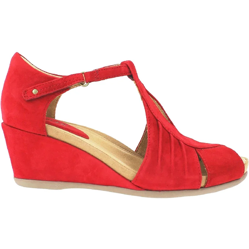 Women's Earth Primrose Bright Red Suede Camouflage Print Boot Style  