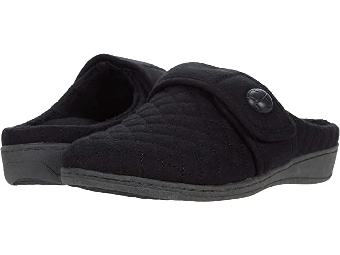 Vionic Carlin Black Backless Slipper Women's Quilted Shoe Design  