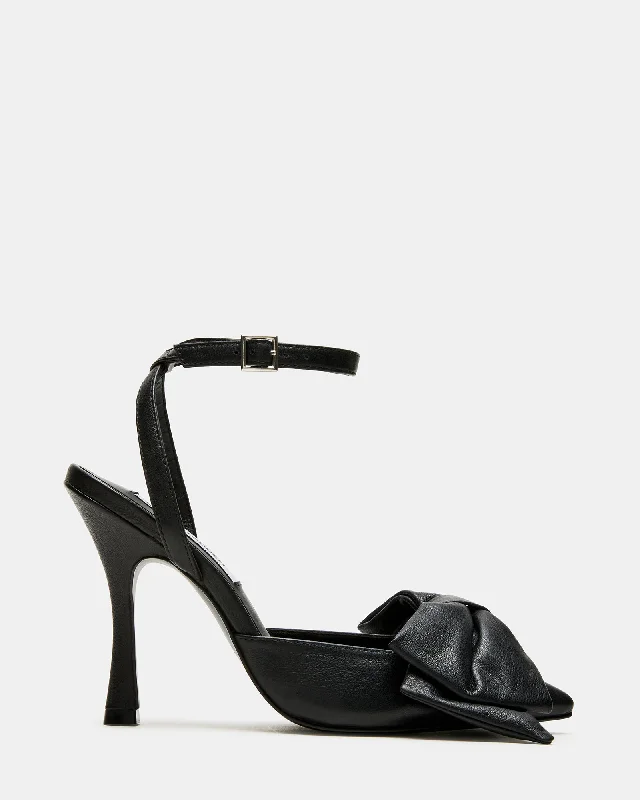 LOVELLA BLACK LEATHER Tassel Driving Shoe Look 