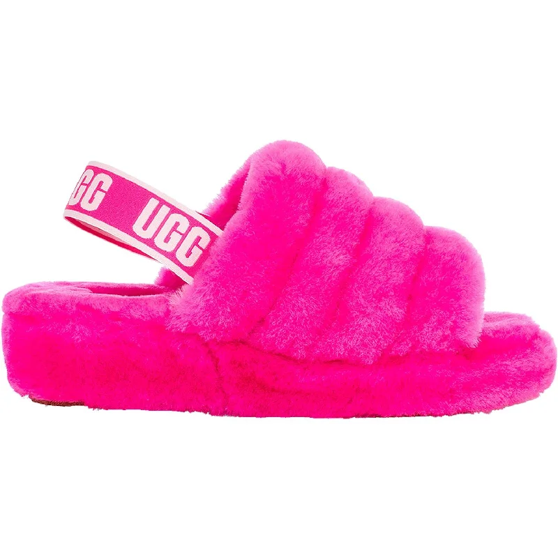 Women's UGG Fluff Yeah Slide Rock Rose Sheepskin Patchwork Shoe Aesthetic  