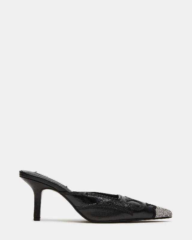 THORIN BLACK LEATHER RHINESTONES Two - Tone Shoe Design  