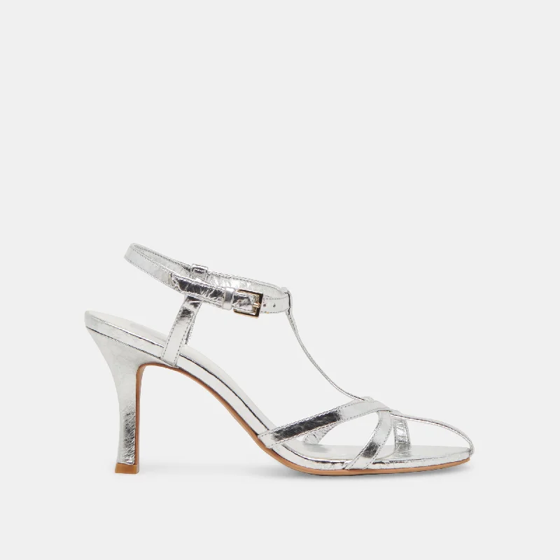 LIANE HEELS SILVER DISTRESSED LEATHER Bespoke Shoe Aesthetic 