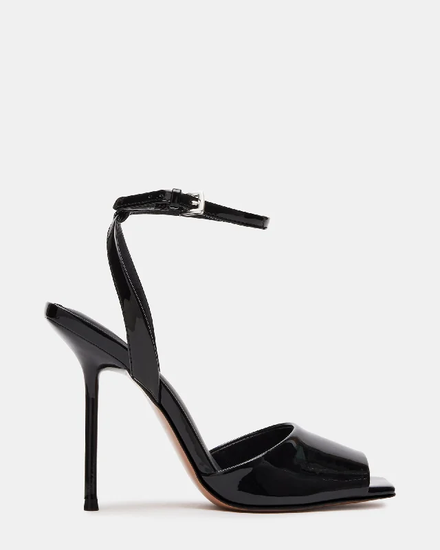 LILAC BLACK PATENT Strap - Up Sandal Resort Style  