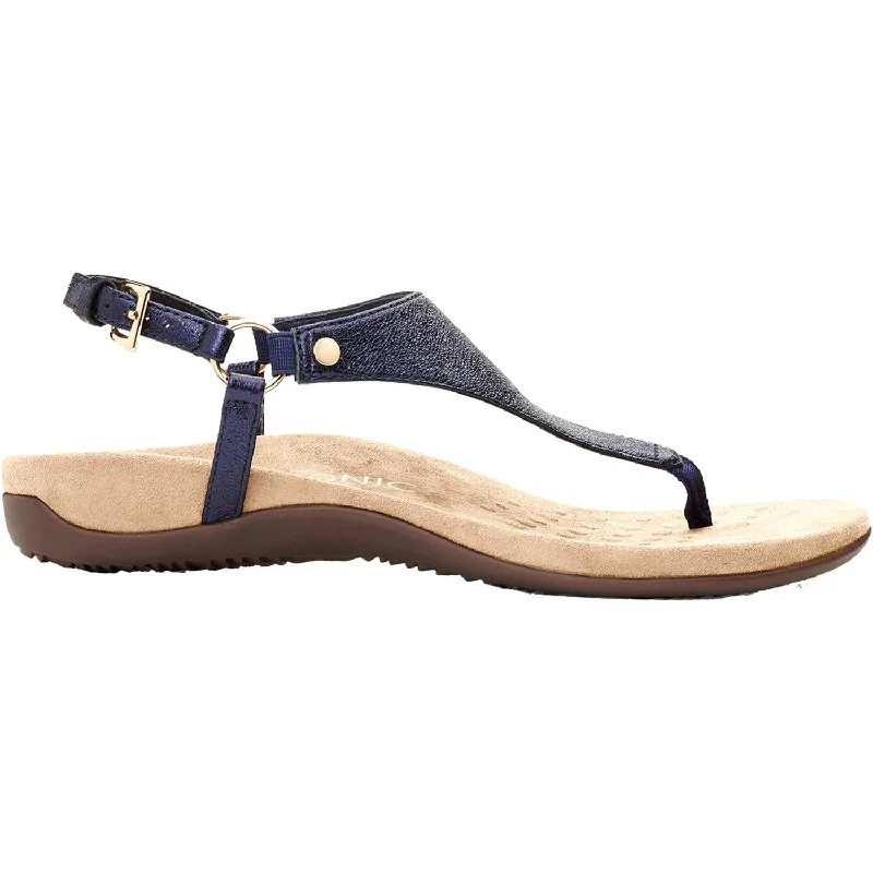 Women's Vionic Kirra Navy Metallic Leather Striped Shoe Style  
