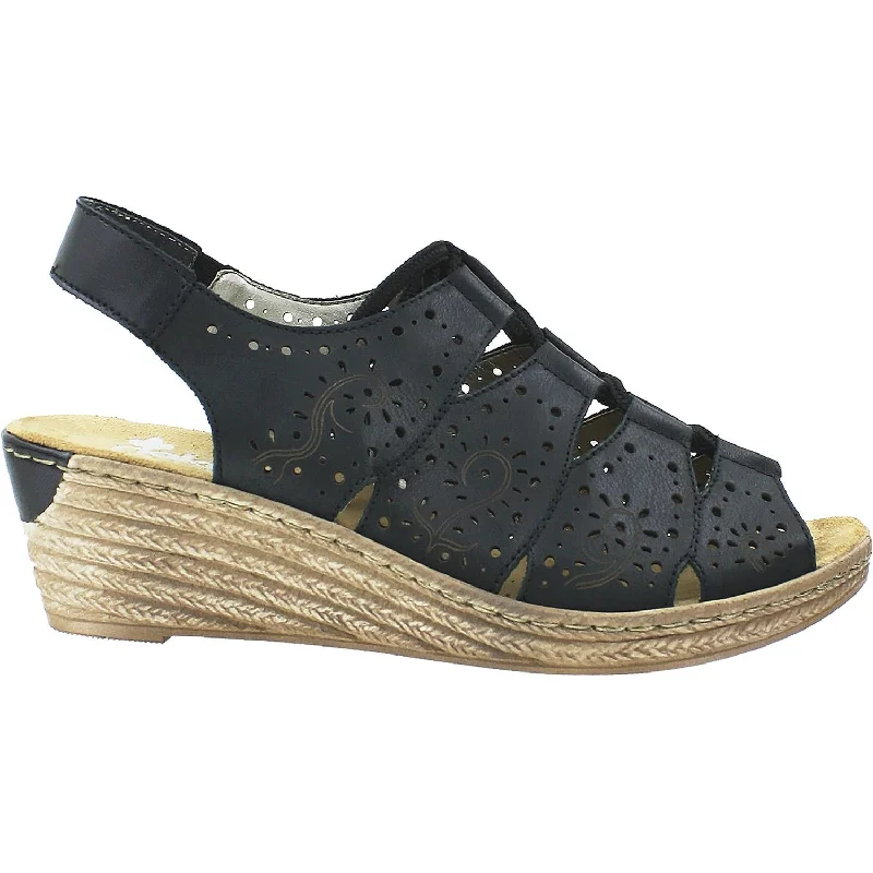 Women's Rieker 62465-00 Black Leather Beaded Moccasin Design 