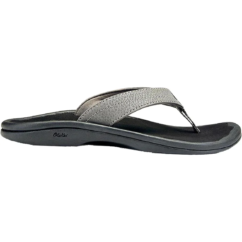 Women's OluKai Ohana Basalt/Grey Synthetic Memory - Foam Slipper Look  