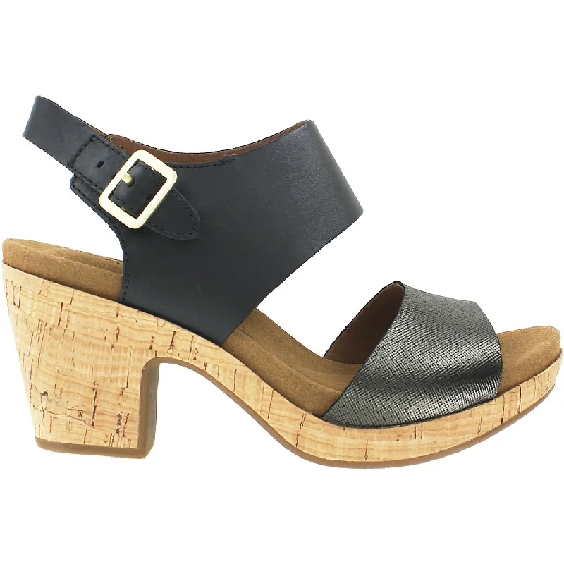 Women's Rockport Vivianne 2 Part Black Multi Leather Business Monk Strap Style  