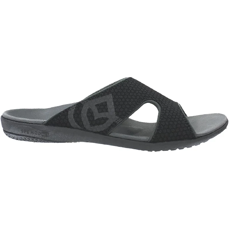 Women's Spenco Kholo Slide Patterned Onyx Synthetic Nubuck Ivy League Loafer Look 