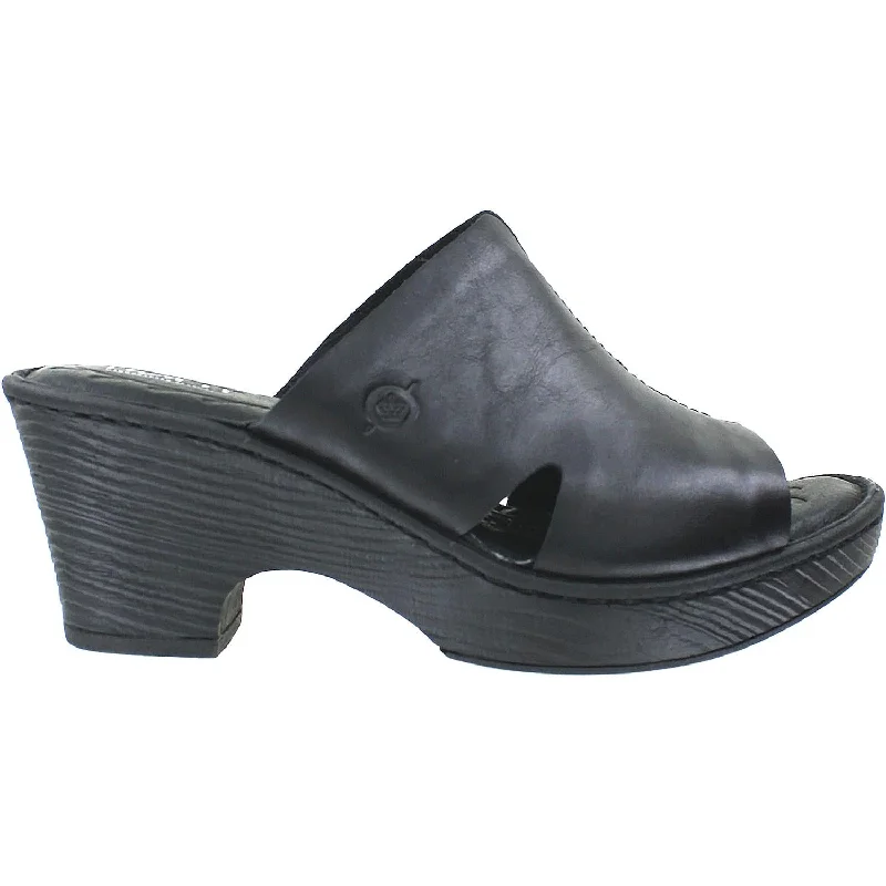Women's Born Crato Black Leather Neon - Accent Sneaker Look  