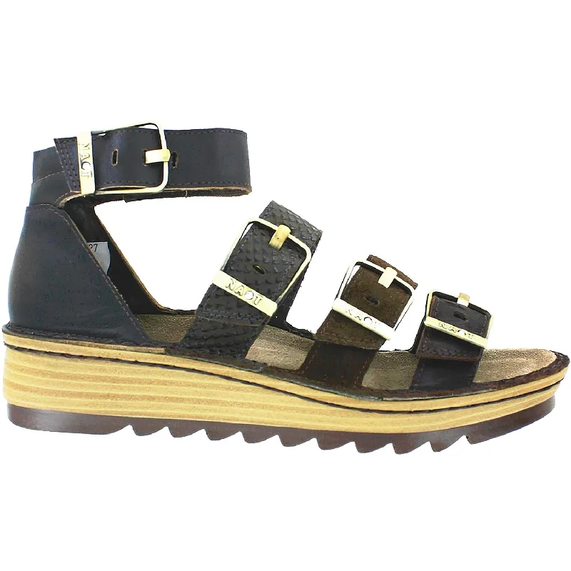 Women's Naot Begonia Mine/Hash/Brown/Volcanic Leather/Suede Elastic - Sided Chelsea Look  