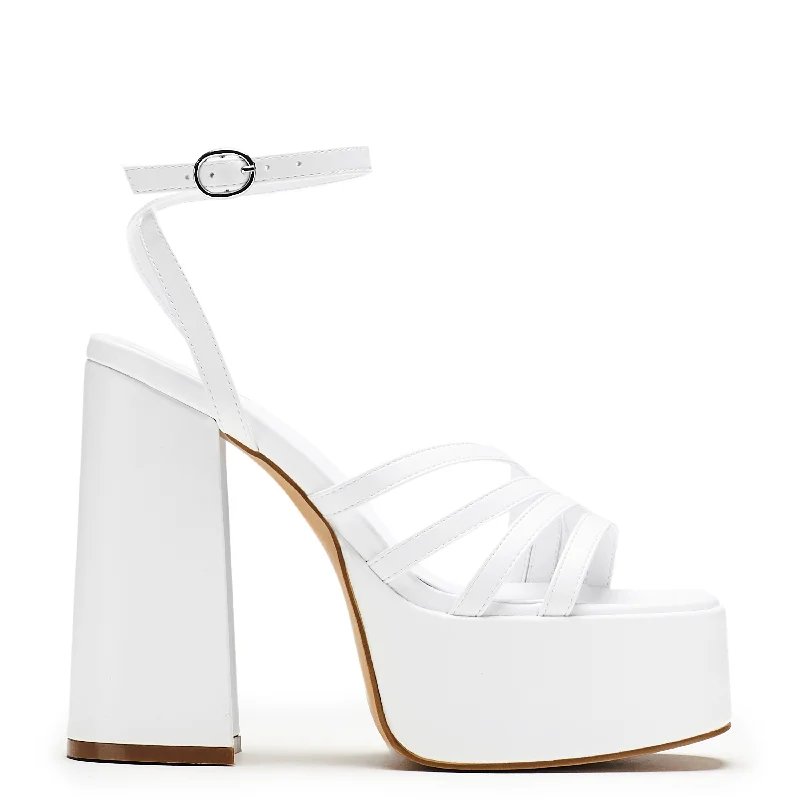 DBP52 WHITE PLATFORM HEEL Sustainable Shoe Design  
