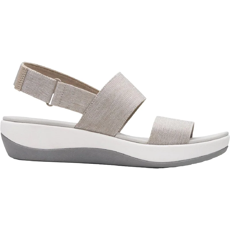 Women's Clarks Cloudsteppers Arla Jacory Sand Elastic Fabric Metallic Trim Shoe Design  