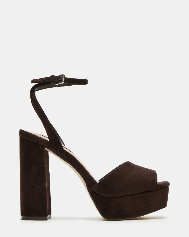 LOURDES CHOCOLATE BROWN SUEDE Ivy League - Inspired Derby Look 
