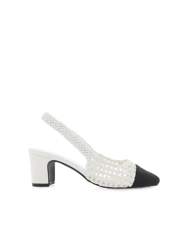 FLORIS - WHITE-BLACK GROSGRAIN Monochromatic Shoe Look  