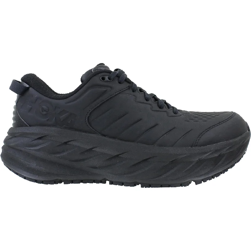 Women's Hoka Bondi SR Black Leather Hemp - Material Shoe Style  