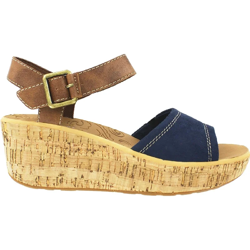 Women's Rockport Weekend Casuals Lanea Ankle Strap Navy Suede/Leather Slide Sandal Beach Style  