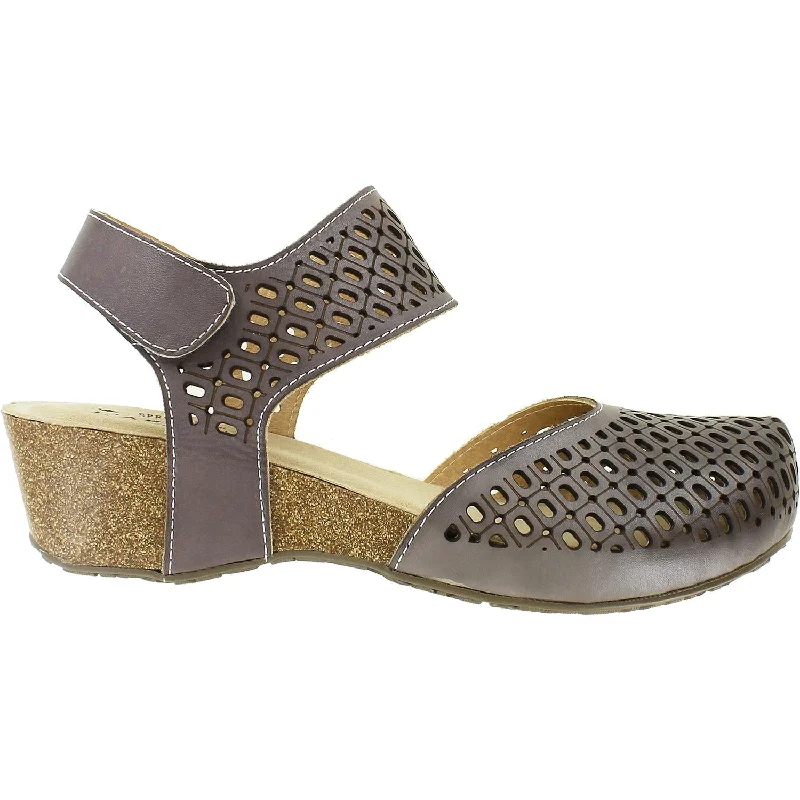 Women's Spring Step Poppiri Grey Leather Loose - Fit Slipper Style  