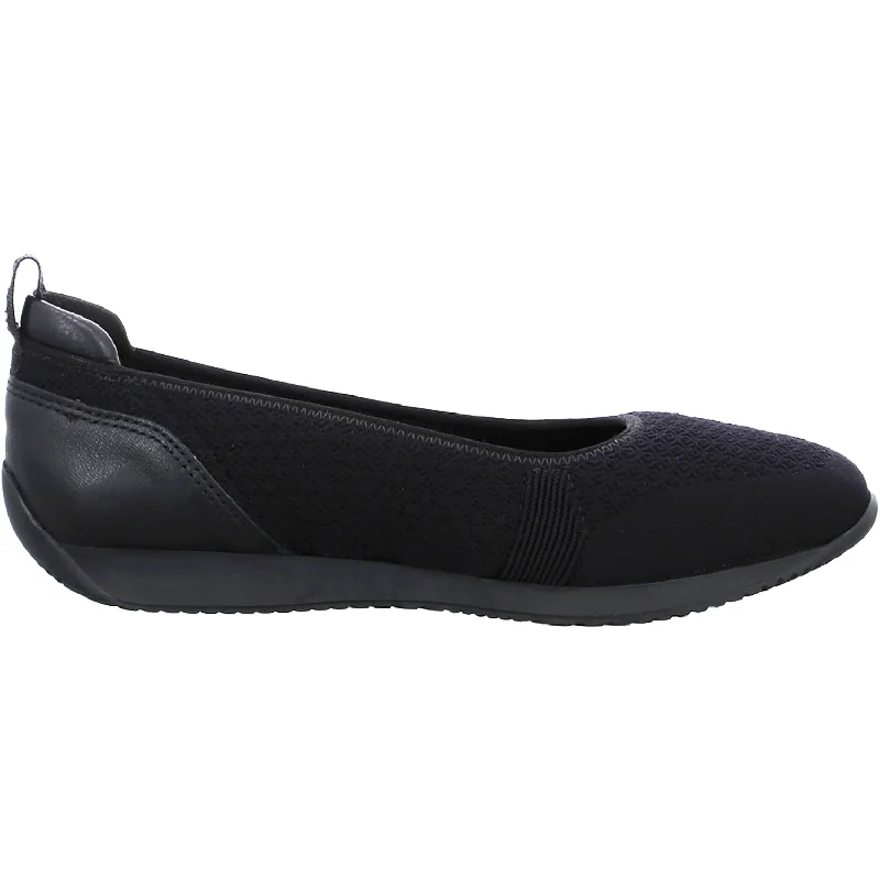 Women's Ara Perth Black Woven Stretch Fabric Comfortable Derby Style  