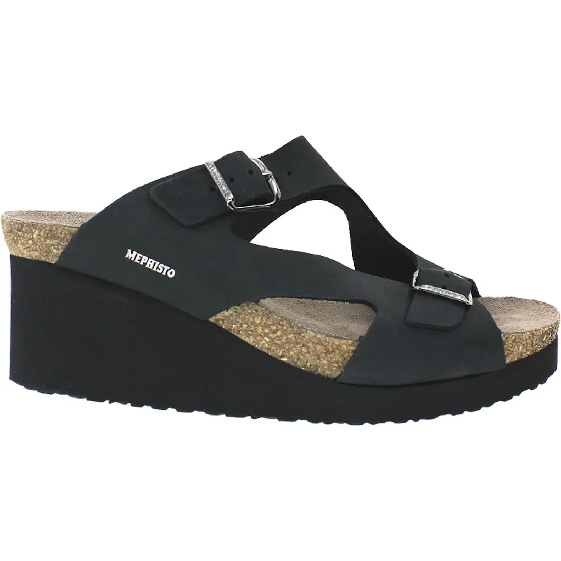 Women's Mephisto Terie Black Nubuck Single - Buckle Monk Look  