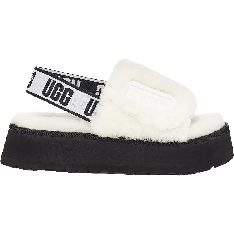 Women's UGG Disco Slide White Sheepskin Zip - Up Boot Style  