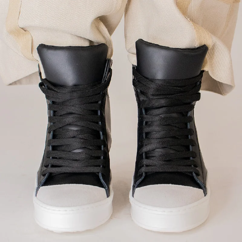 Fearless Black Wedge Sneaker Rubber - Sole Plimsoll Look  