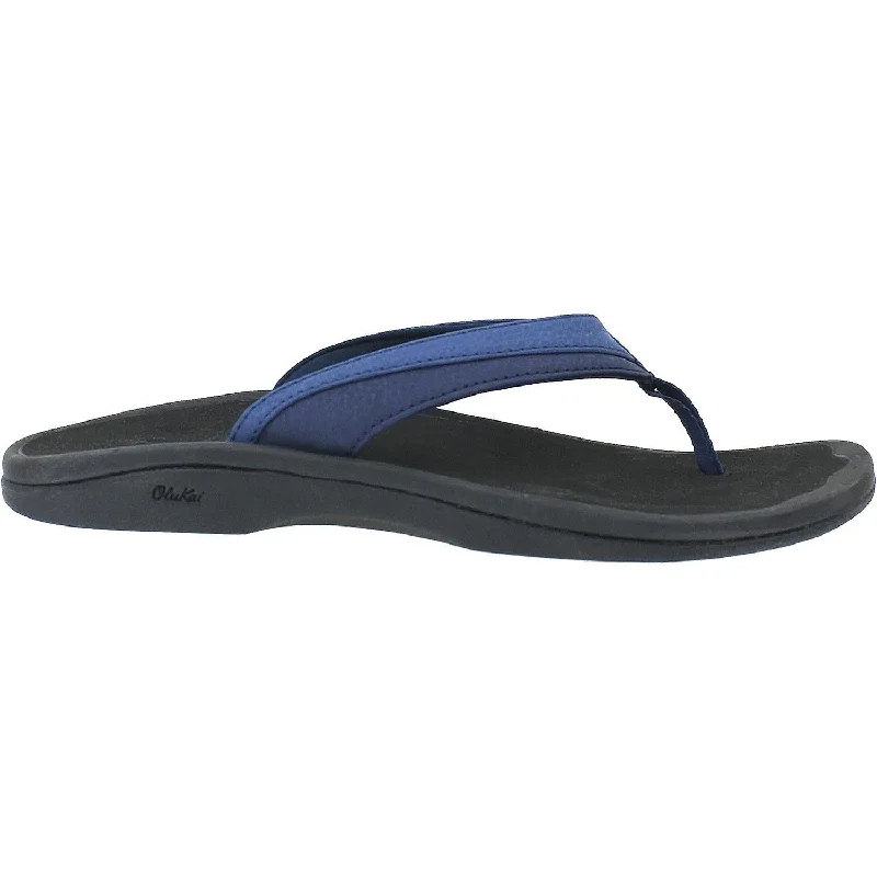 Women's OluKai Ohana Blueberry/Black Synthetic Vintage Oxford Appeal 