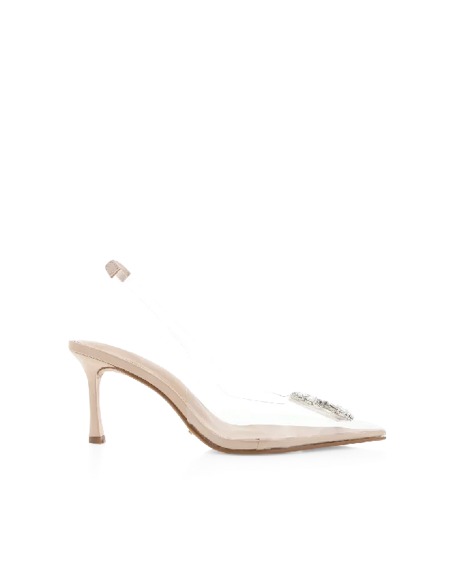 XANA - CLEAR-NUDE Embroidered Cowboy Boot Design  