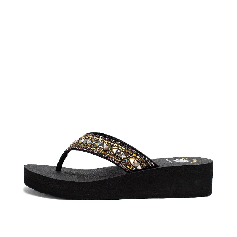 Lira Wedge Sandal Checkered Shoe Pattern Look  