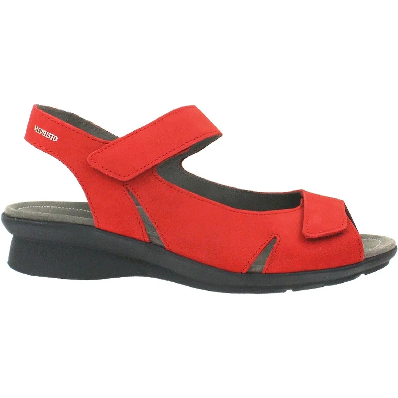 Women's Mephisto Perry Scarlet Bucksoft Nubuck Performance Running Sneaker Look  
