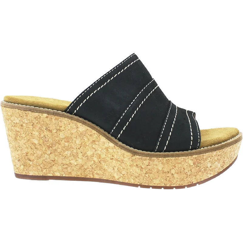 Women's Clarks Aisley Lily Black Nubuck Elastic - Sided Chelsea Look  