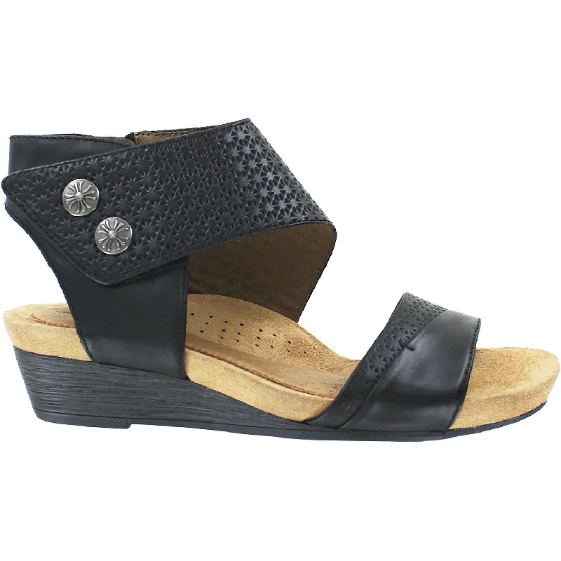 Women's Rockport Cobb Hill Hollywood 2 Piece Cuff Black Leather Desert Boot Utility Style  