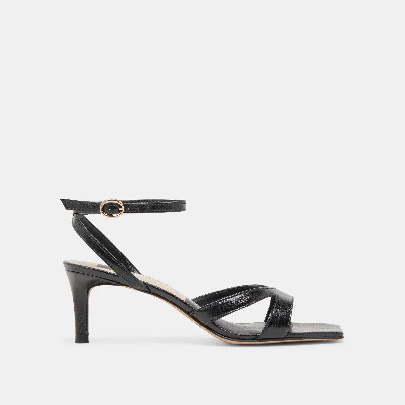 BECKI HEELS MIDNIGHT CRINKLE PATENT Memory - Foam Slipper Look  