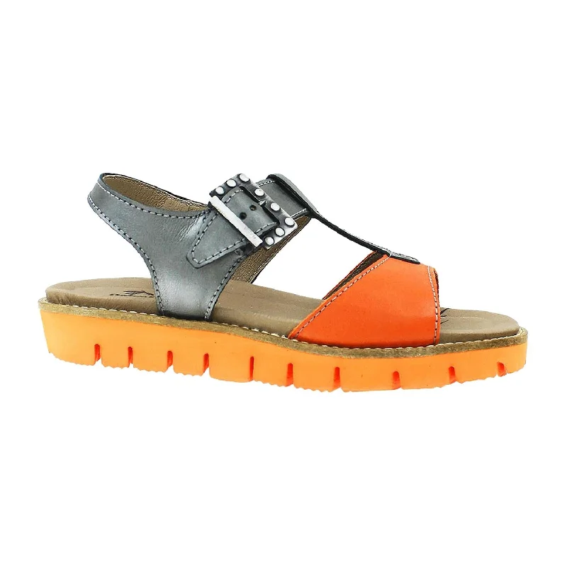 Women's Dromedaris Ana Orange/Pewter Leather Victorian - Era Boot Style  