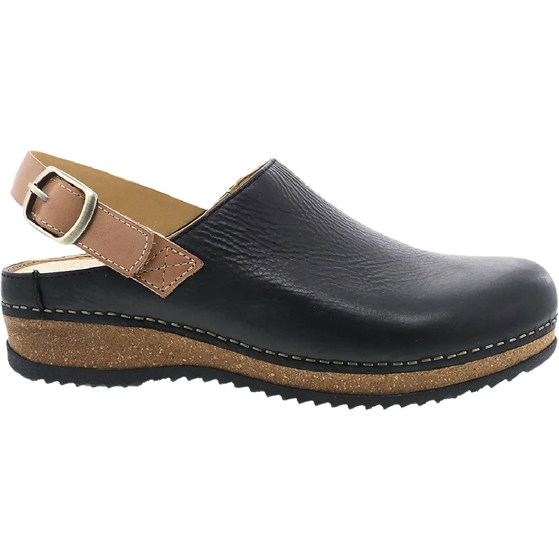 Women's Dansko Merrin Black Waxy Milled Leather Upcycled Shoe Look  