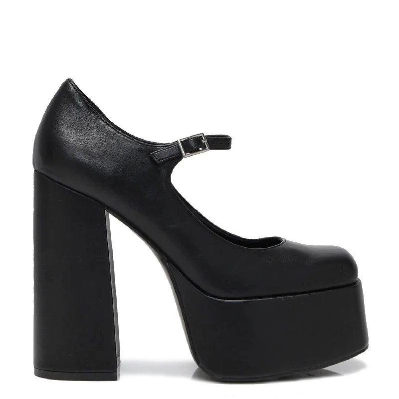 Darkbloom Black Platform Heels Bespoke Shoe Aesthetic 