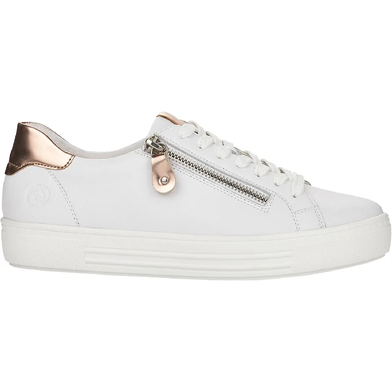 Women's Remonte D0903-81 Alina 03 White Leather Metallic Trim Shoe Design  