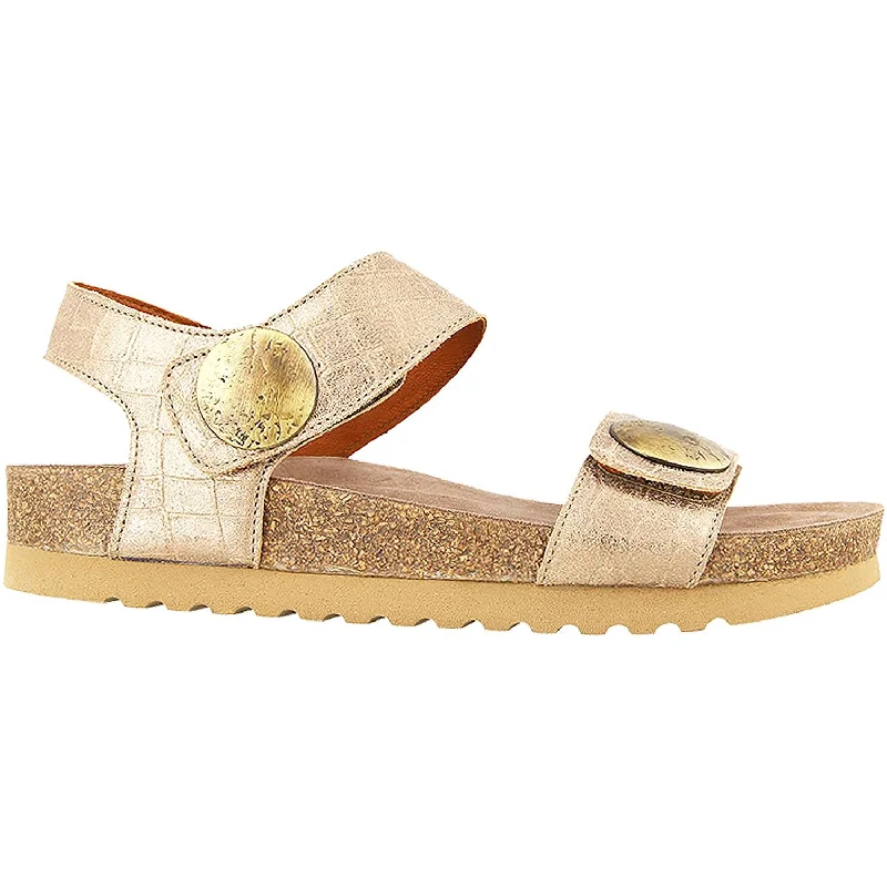 Women's Taos Luckie Champagne Croc Emboss Leather Athleisure Derby Style  