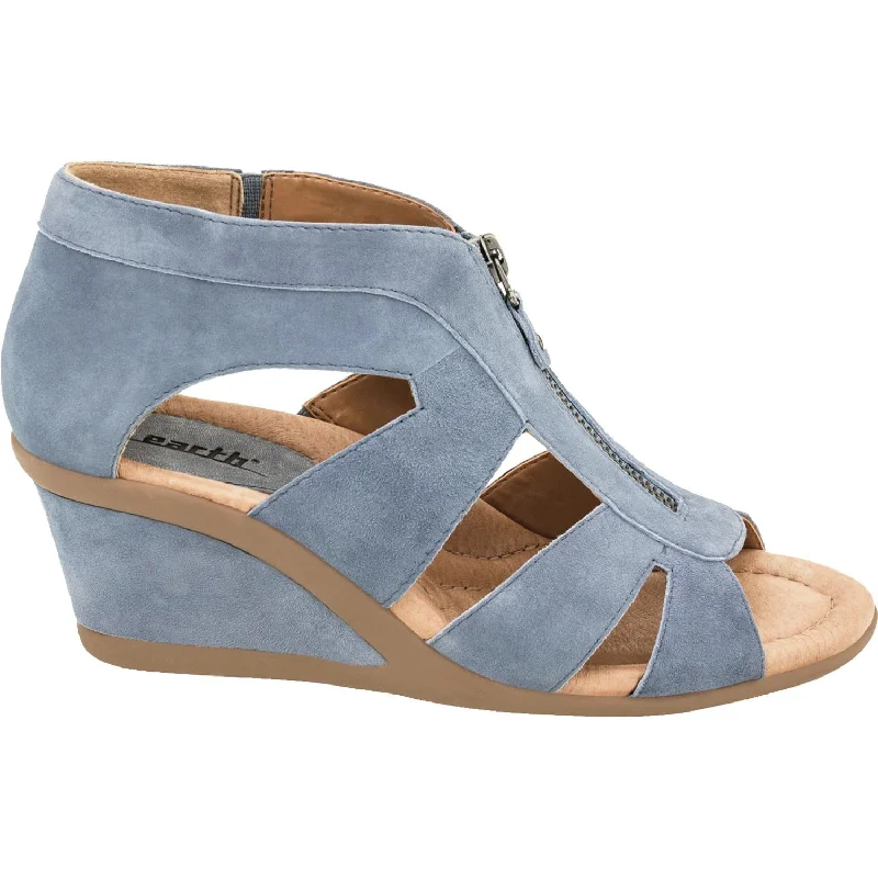 Women's Earth Poppi Dusty Blue Suede Patchwork Shoe Aesthetic  