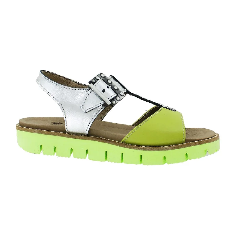 Women's Dromedaris Ana Lime/Silver Leather Zip - Up Boot Style  