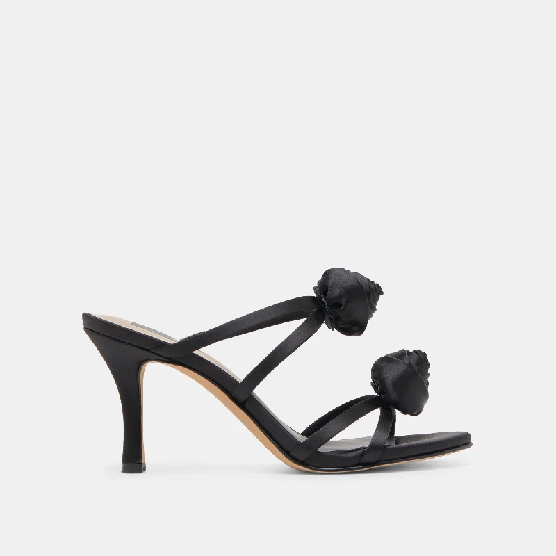 LINZY HEELS ONYX SATIN Minimalist Sneaker Style  