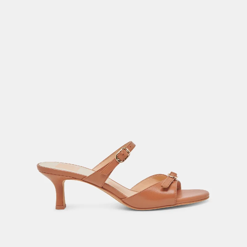 LORALI HEELS SADDLE LEATHER Memory - Foam Slipper Look  