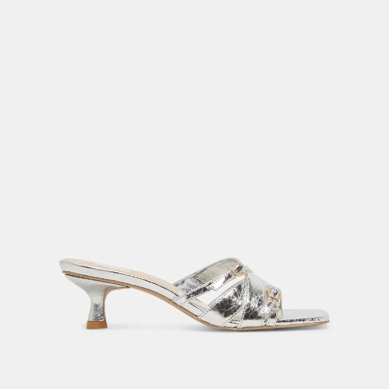 BRYANT HEELS SILVER DISTRESSED LEATHER Distressed Leather Shoe Style  