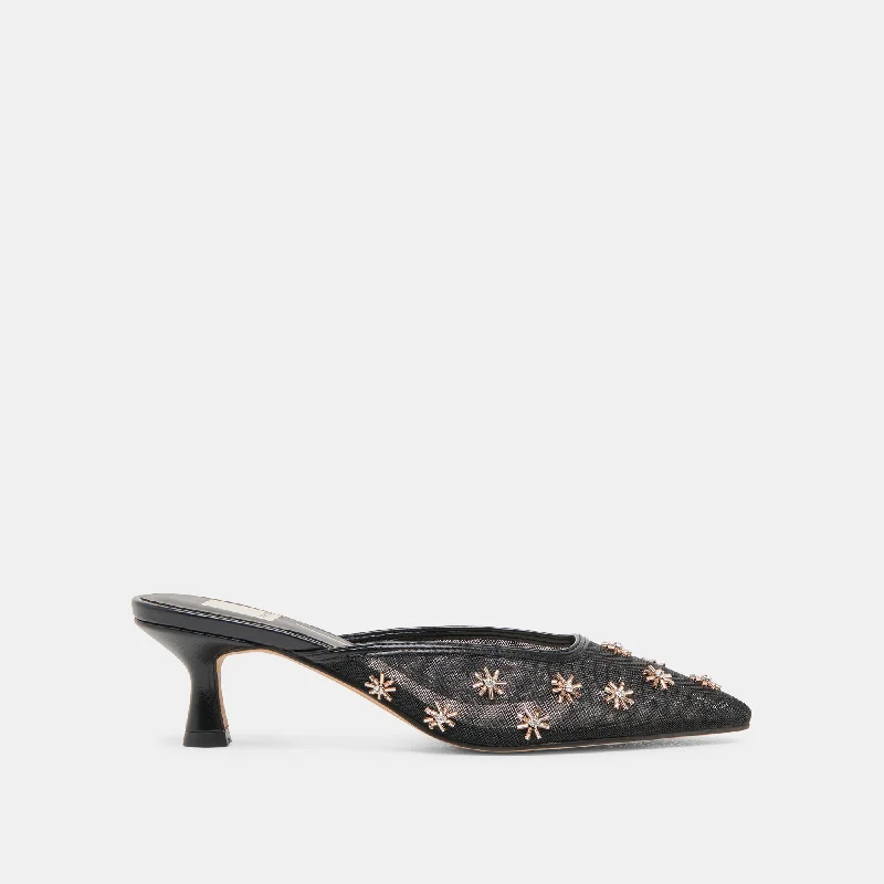 CLARA HEELS BLACK MESH Casual Loafer Style          