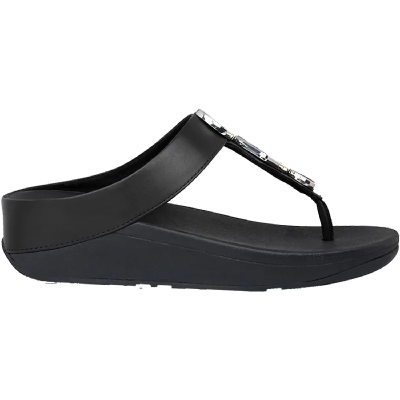Women's Fit Flop Leia Black Synthetic Open - Lacing Derby Look  