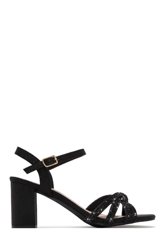 Special Guest Embellished Block Heels - Black British Gentleman Oxford Style  