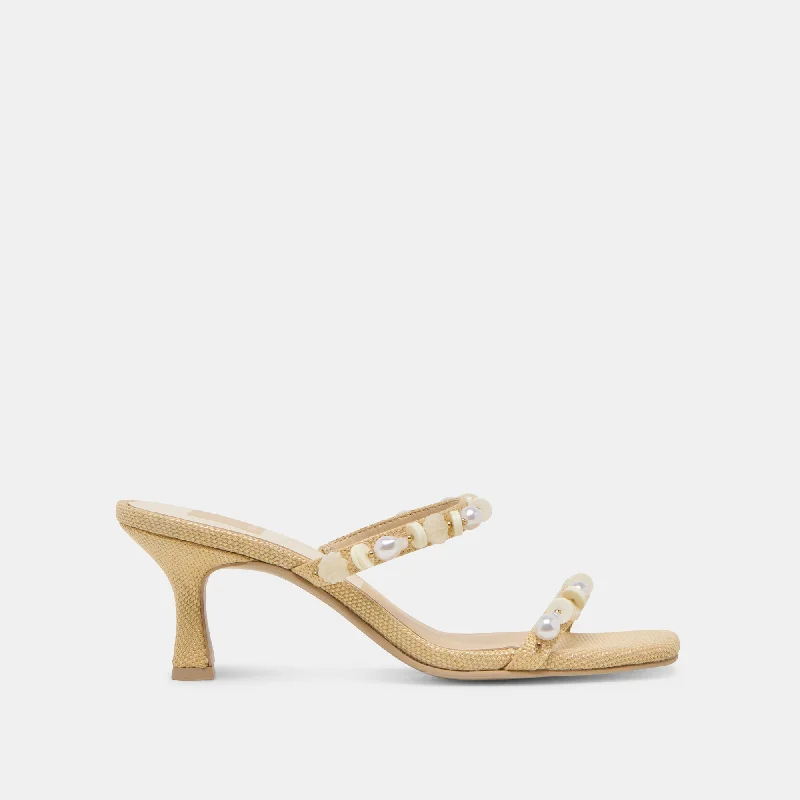 GRASON HEELS LT NATURAL RAFFIA Leather Driving Shoe Style  