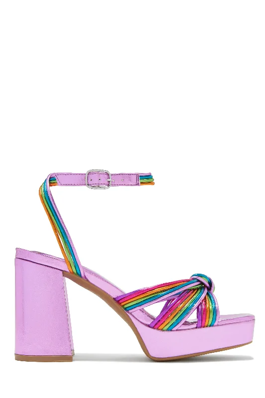 Juliette Platform Block High Heels - Pink Tech - Inspired Sneaker Look  